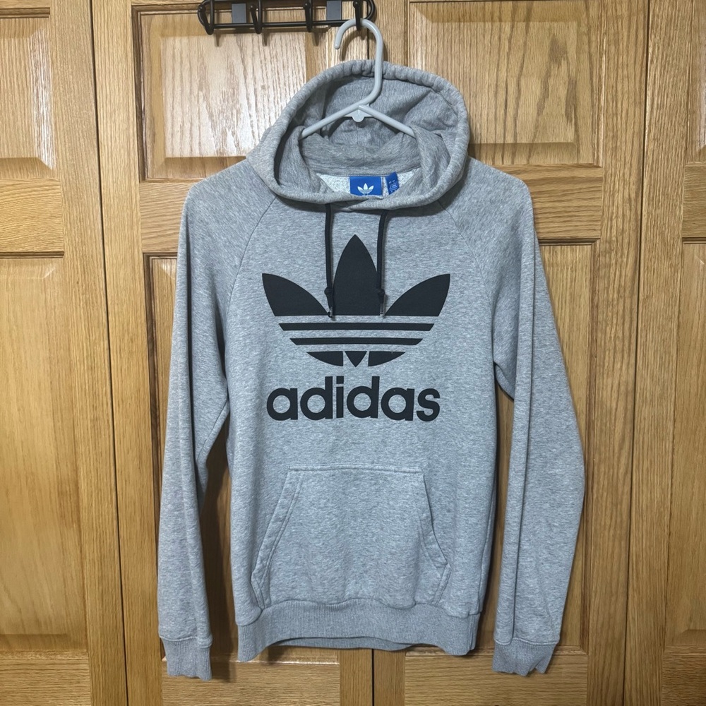 Adidas Gray Sweatshirt Hoodie with Trefoil Logo
